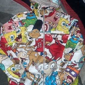 Members Only & Nickelodeon 90’s Cartoons Windbreaker Jacket Coat Large